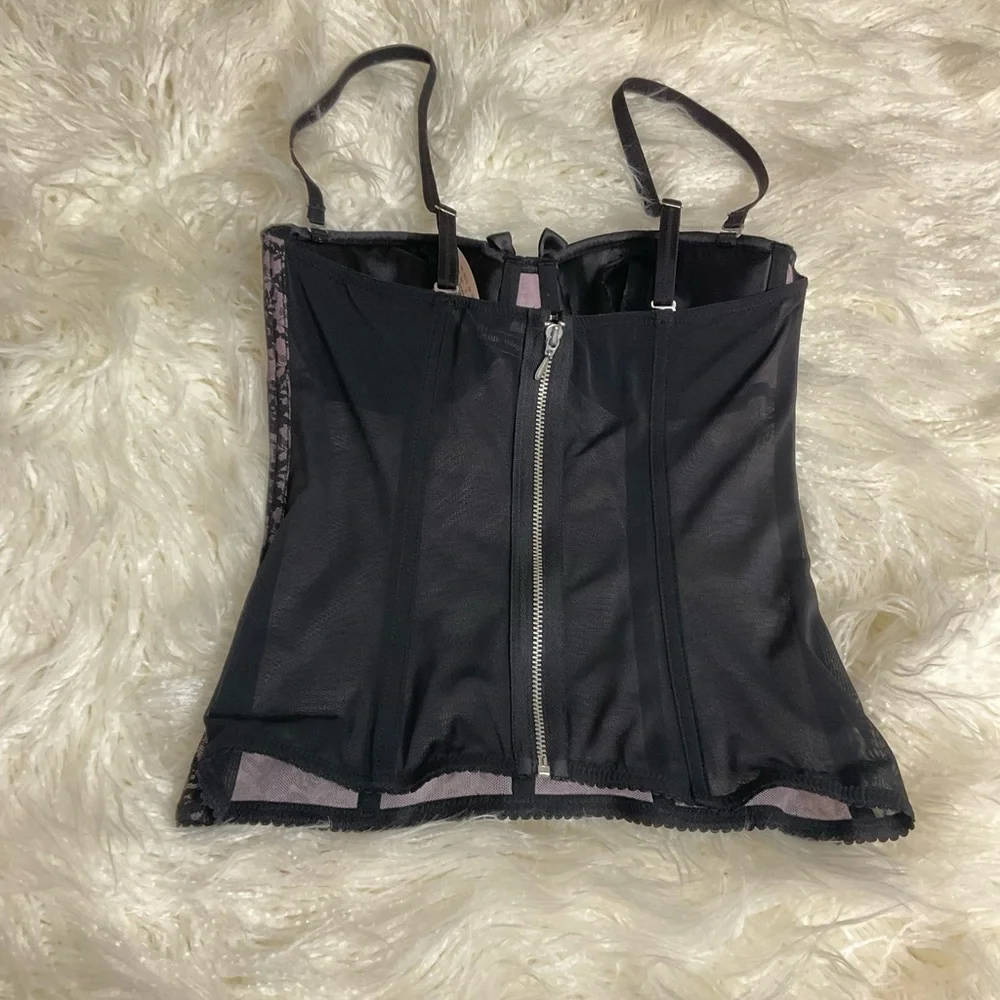 NWT 2010 VS Sexy Little Things Black Lace Corset Bustier 34C Sequin Thong Panty
